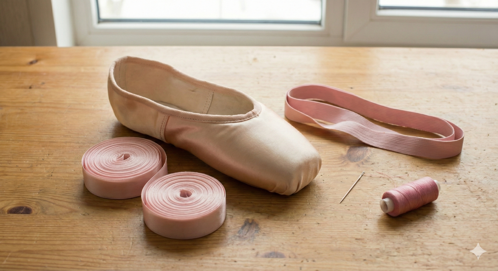 Cintas de satén atadas al tobillo