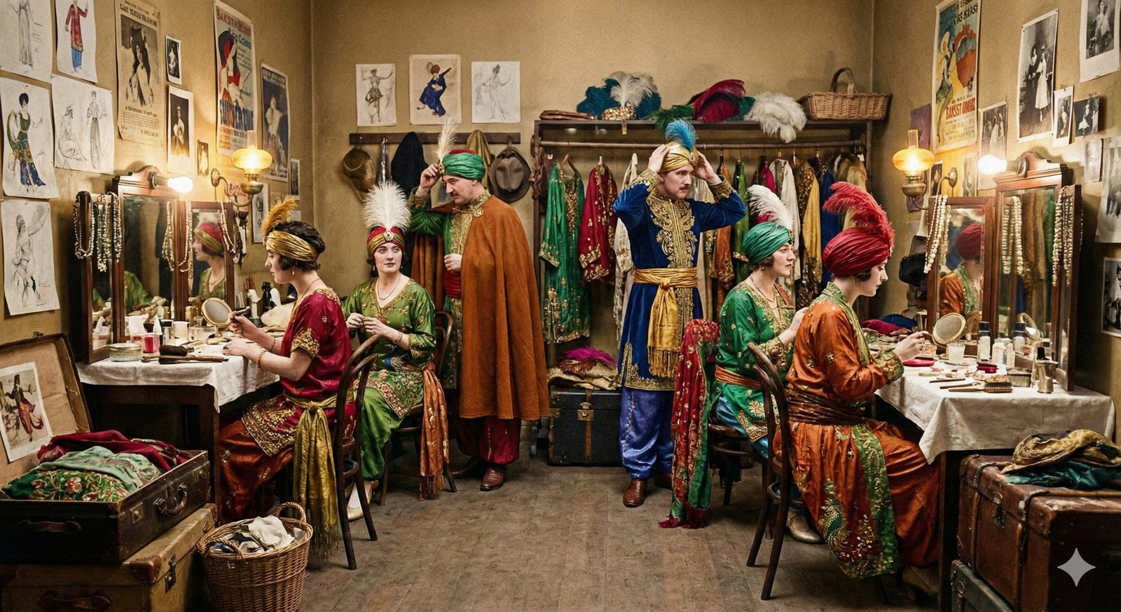 Boceto de vestuario de Léon Bakst para Scheherazade, lleno de color y exotismo